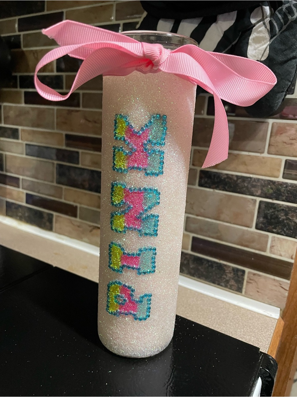Handmade PINK-Inspired Glitter Candle – Never Used